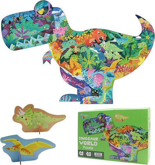 Dinosaur Puzzles for Kids Ages 6-8 Years Old 295 Piece Jigsaw Puzzles Unique Animal Shape Floor Puzzle Ages 8-10 Learning Educational Toys Birthday Gift for Boys Girls Ages 10-12