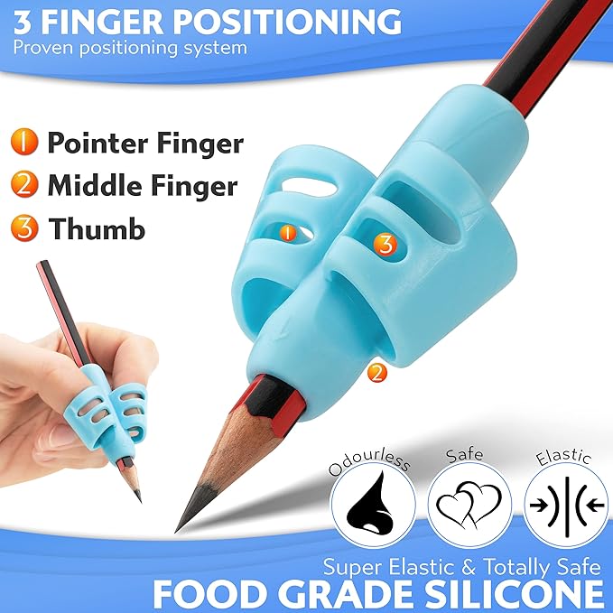 Stylo Pack of 6 Pencil Grips for Kids Handwriting Perfect Pencil Holders Home Schooling and Preschool Writing Tools Assorted Pen Grips Christmas Gifts (Pack of 6, Multicolored)