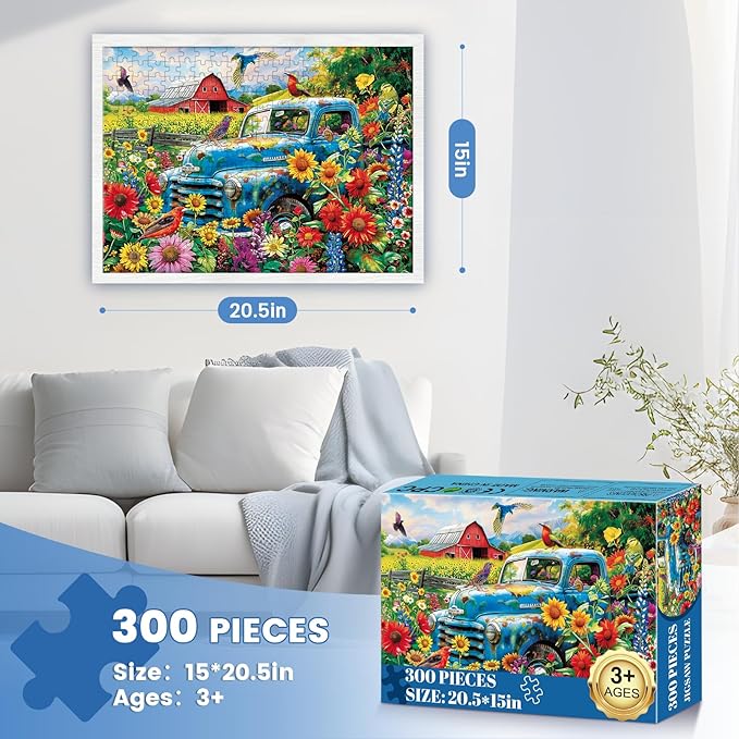 300 Piece Puzzles for Adults,Songbirds on The Farm Jigsaw Puzzle for Adults Kids Seniors,Recycled Cardboard Large Piece Puzzle 300 Piece,Family Activity Great Gift for Family Friends 20.5 * 15 in