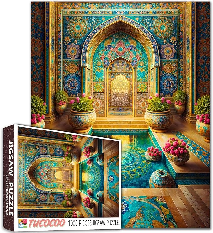 Islamic Room Jigsaw Puzzles 1000 Pieces for Adults-Mandala Datura Islamic Puzzle-Challenging Puzzle Perfect for Game Nights-DIY Home Wall Decor-Traditional Arabesque Art Puzzles 27" x 20"