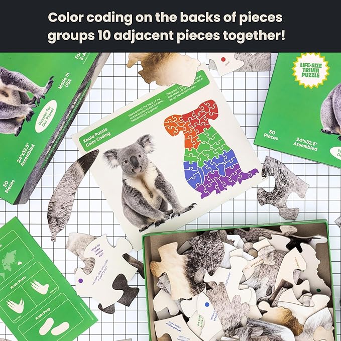 Koala Floor Puzzle– 50 pcs Life Size Jigsaw Puzzles for Adults, Teens & Kids, Animal-Themed Montessori Toys & Toddler Puzzles, Educational Activities for Children Ages 3+, 24x36