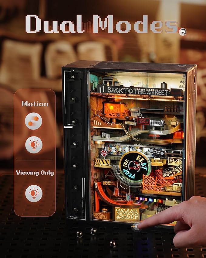 ROKR 3D Puzzle for Adults, Electric Marble Run Model Kits, Parallel World Hip-hop Street, Desk Decoration, Building Sets for Boys Girls Birthday Gifts