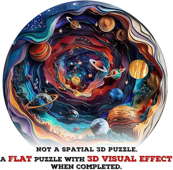 Wooden Puzzles for Adults - Flat Puzzle with 3D Visual Effect, Unique Shape Universal Puzzle, Wood Puzzles Adult, Gifts for Family and Friends, Wall Art Home Decor (S-8.5 * 8.5in-100 Pcs)