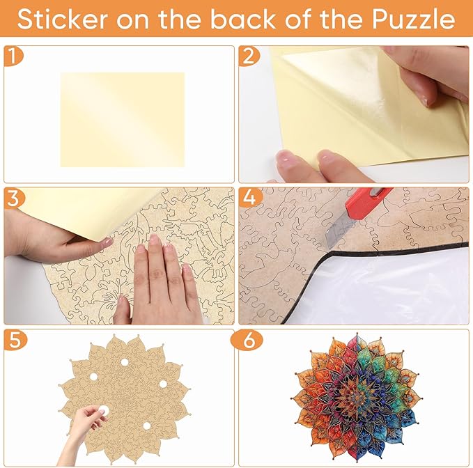 Colorful Mandala Wooden Puzzles for Adults, 500 Piece Unique Shaped Wood Jigsaw Puzzles for Adults and Kids, Fun Challenging Puzzles Family Game Gift, 16.5'' x 16.4''