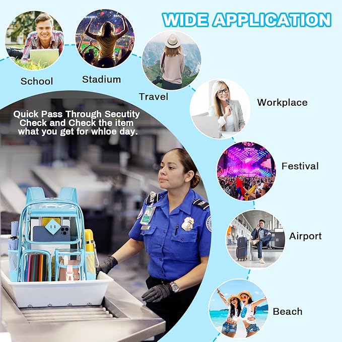 Clear Backpack for School,Heavy Duty PVC Transparent Bookbag for Girls Stadium Approved See Through Backpack