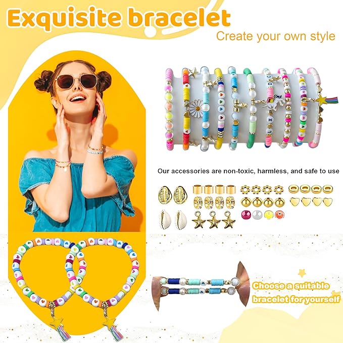 iumulinrui Friendship Bracelet Kit Concert Bracelets Merch, 5200 Pcs Clay Beads Bracelet Making Kit Tricolor Letter Bead, Jewelry Set with Pendant, DIY Craft Gifts Suitable for Beginners