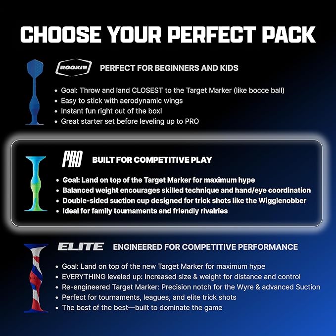 Popdarts USA Themed PRO Pack Game Set (Red White Blue Wigglenobber Target Marker) - Indoor, Outdoor Suction Cup Throwing Game - Competition with a POP