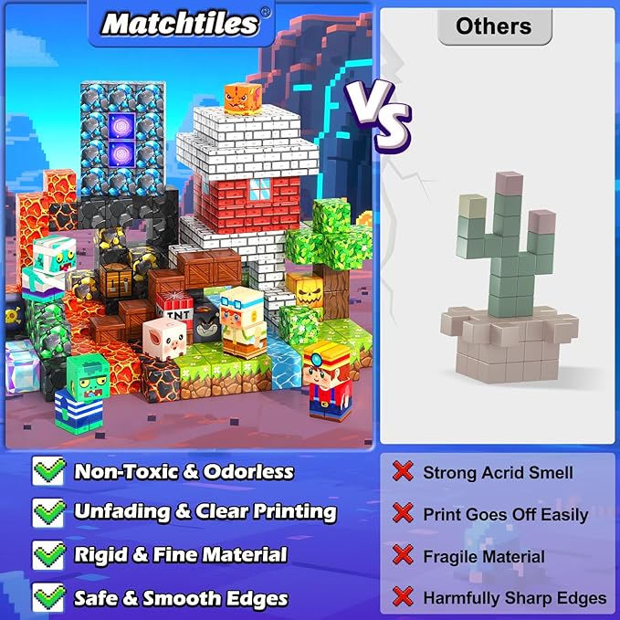 Magnetic Blocks Toys, Build Mine Magnet World Set, Magnetic Tiles Building for Boys & Girls Age 4-8 5-7, STEM Montessori Sensory Toys for Toddlers Kids Gifts