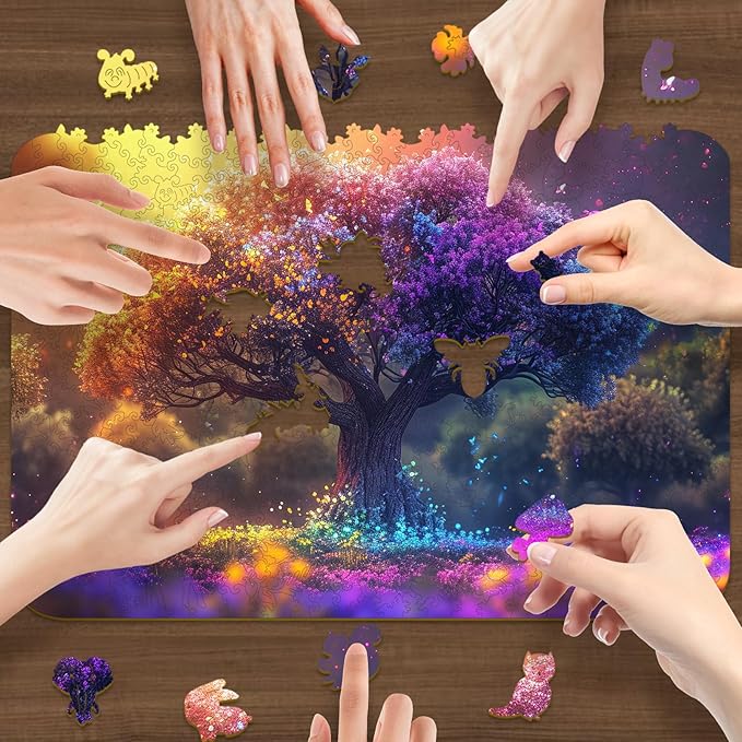 Wooden Puzzles for Adults 200 Pieces, Tree of Life Jigsaw Puzzles, Unique Shape Adult Puzzles, Irregular Wood Puzzles Creative for Adults Family Game (8.3x12 in)
