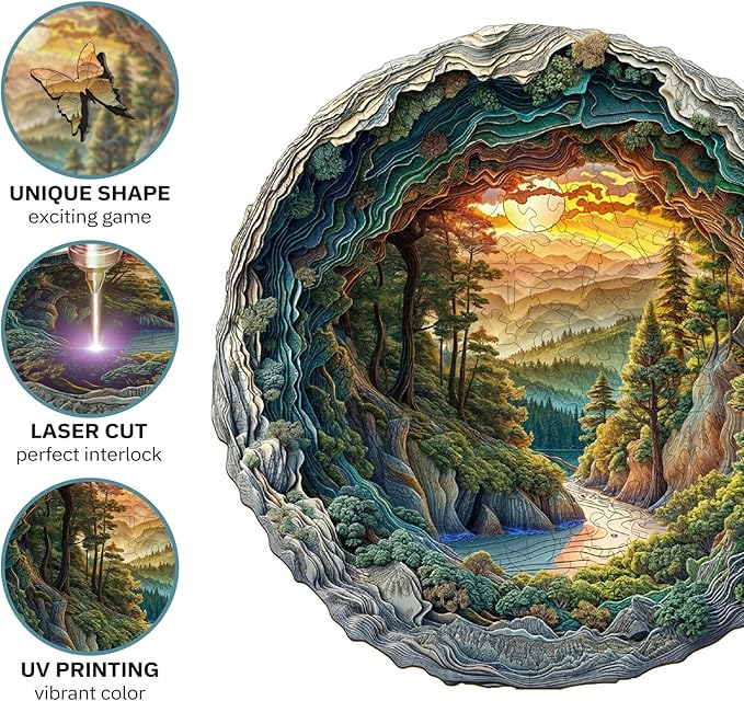 Jigfoxy Wooden Puzzle for Adults, 3D Visual Forest Wooden Jigsaw Puzzles for Adult, Unique Animal Shape Wood Cut Puzzles, Christmas Thanksgiving Gifts for Friends Family (XL-17.3 * 17.2in-505pcs)