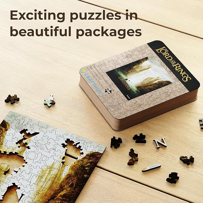 Crafthub Lord of The Rings Wooden Puzzles for Adults – A3 Size with 208 Pieces Wood Puzzles – The Gates of Argonath – Jigsaw Puzzles with Unique Shapes – 14.3" x 10.7"