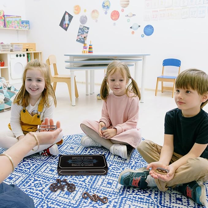 5 Pcs Metal Puzzles 3D Brain Teaser Puzzles for Adults Teens, Highly Difficult Metal Brain Puzzles, IQ Logic Test Disentanglement Game for Classroom Party Mind Challenge School Supplies (Cage Puzzle)