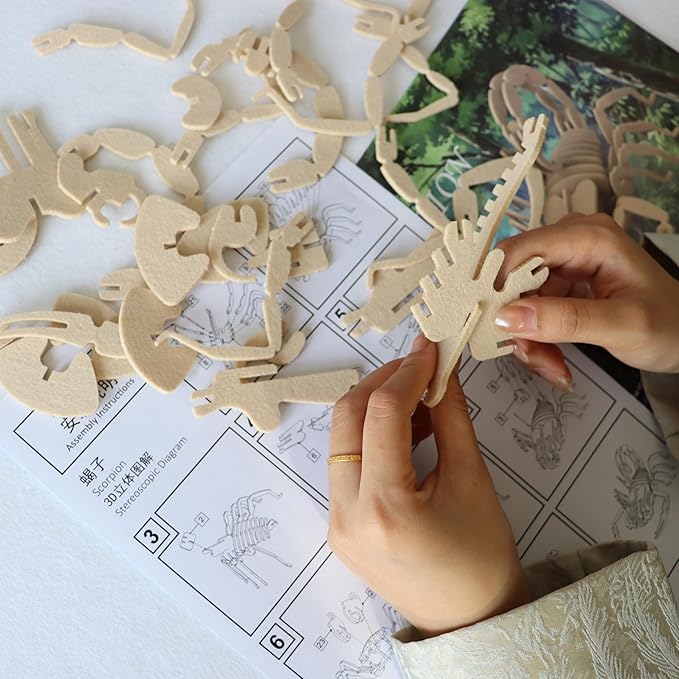 3D Puzzle Children's Toys, Felt Scorpion DIY Three-Dimensional Puzzle, Creative Animal Puzzle, Suitable for Children's Hands-on Ability and Imagination Development