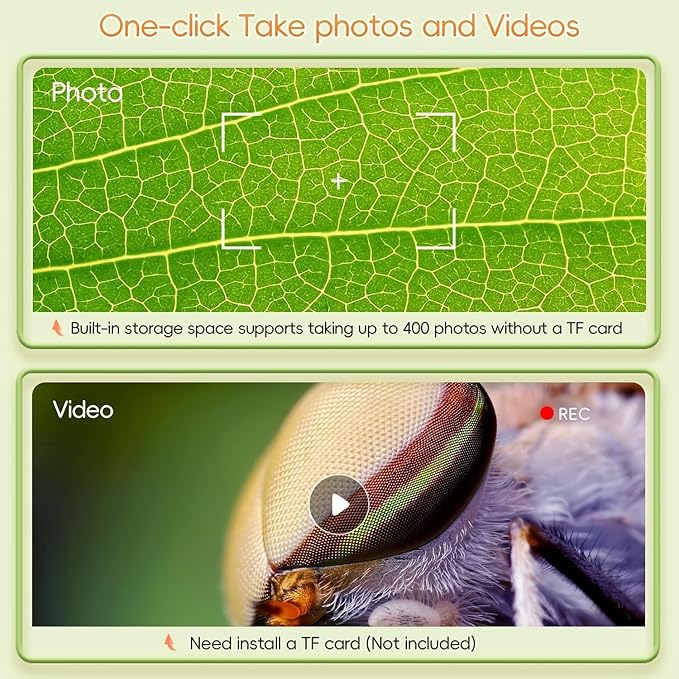 Kids Handheld Microscope 100X-1000X Magnification, Portable Pocket Microscope for Kids Ages 4-12 with Built-in Storage, LED Lights & PC Connection