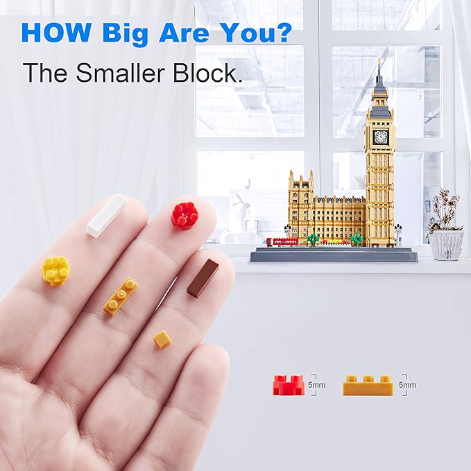 New Architecture Big Ben Building Set - 6473pcs+ Micro Mini Blocks - Enjoyable & Affordable - Detailed Model Ages 14+
