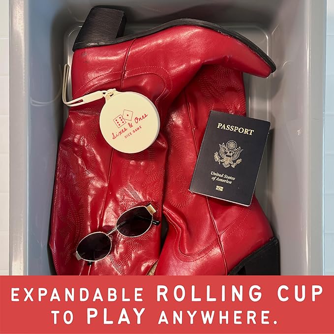 Vango Sixes & Ones Dice Game – 6 Curated Dice Games All in One, Expandable Rolling Cup to Play Anywhere – for Kids, Adults, Families, Travel, Perfect for Game Nights