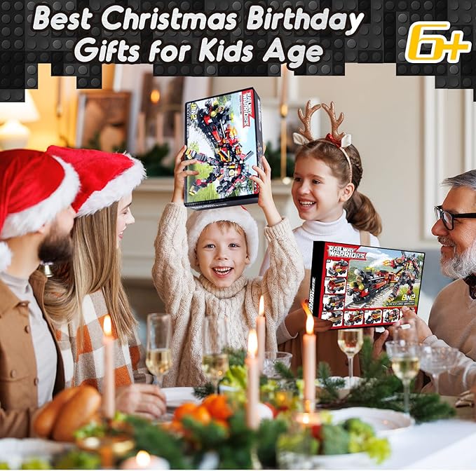 COBFDHA Train Sets Toys for Kids Age 8-12, 8-in-2 Building Blocks Kits for 12-16 Year Old Teen Boys Girls, STEM Engineering Robot Toy, Christmas Birthday Gifts for Kids Ages 6 7 9 10 11 14 (766 Pcs)