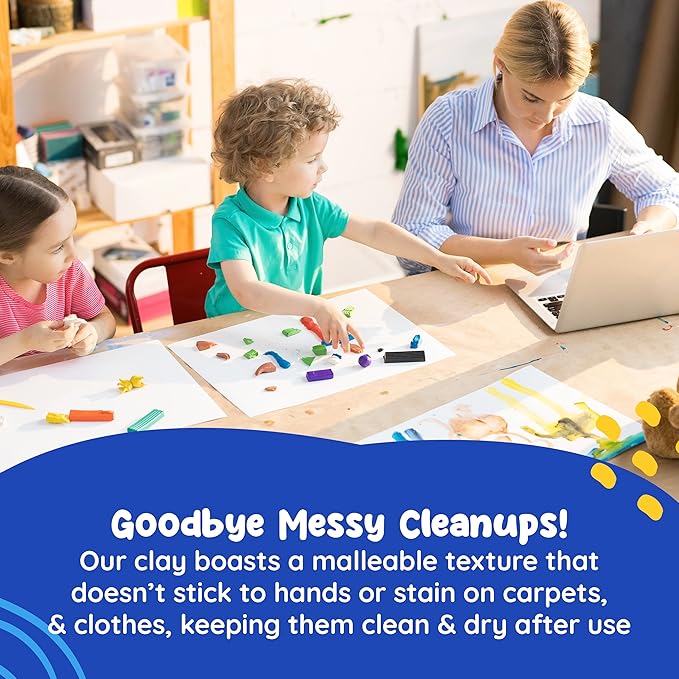 Modeling Clay for Kids - 12 Super Soft & 100% Natural Doughs Made from Wheat Flour - 100g Per Can of Reusable & Vibrant Clay Modeling Kit for Ages 3+ by Marie’s Kids