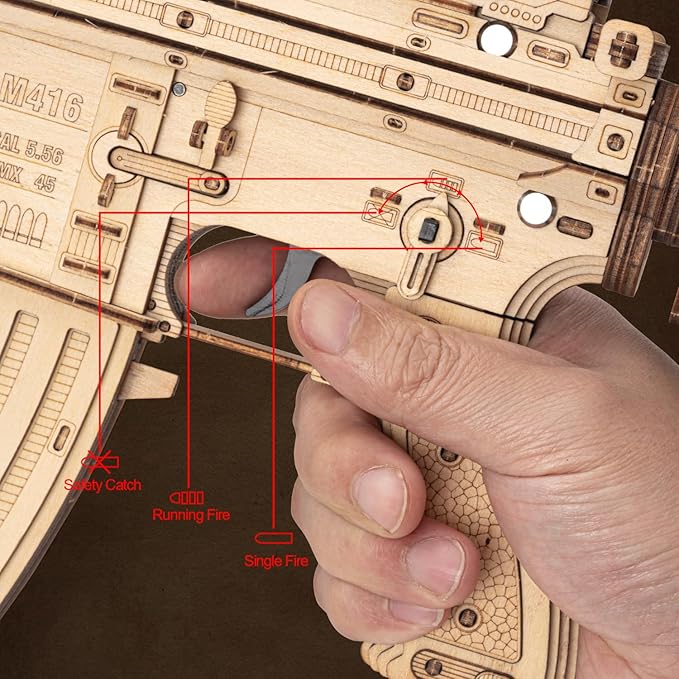 3D Wooden Puzzles for Adults, 3D Puzzle Model Rubber Bands Gun Toys Building Kits, DIY Wood Crafts Cool Toy Hobbies for Men Women, Creative Assembly Gifts