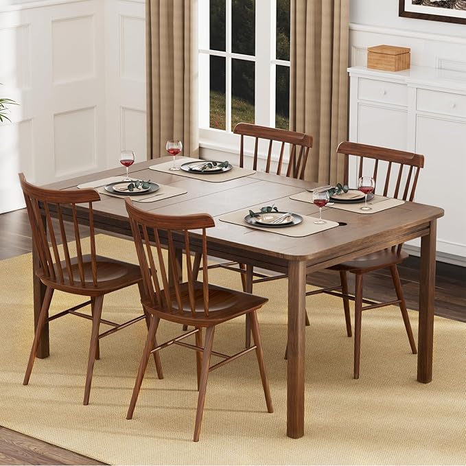 Solid Wood Convertible Board Game Table for 4-6 Players - Removable Dining Top, Premium Leather Mat, 4 Detachable Cup Holders, 54"x31" Play Area - Black Walnut for Epic Family Game Nights