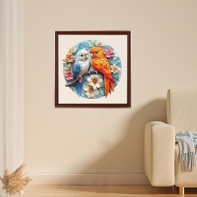 Wooden Puzzles for Adults, Parrots Flower Wooden Jigsaw Puzzles, Unique Shape Animal Adult Puzzles, Irregular Wood Puzzles Creative Gift for Adults Family Game (200pcs, 10.9x11.2in)