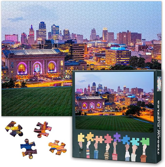 Puzzles for Adults - Buildings of Kansas City Jigsaw Puzzles 1000 Pieces, Cityscape Art Hard Impossible Difficult Challenging Family Puzzle (27.5"x19.7"), Unique Home Decor & Birthday Gift