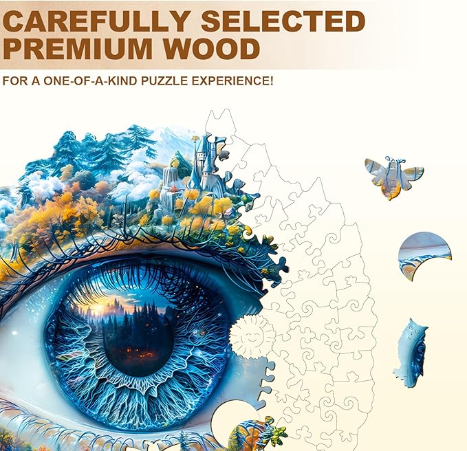 Jigfoxy Wooden Puzzle for Adults, Eye of Nature Jigsaw Puzzles for Adult, Unique Animal Shape Wood Cut Puzzles, Christmas Thanksgiving Gifts for Friends Family (S-8.5 * 7.8in-85pcs)