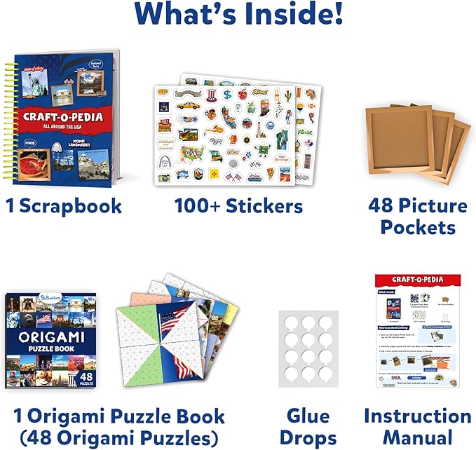 Skillmatics Scrapbooking Kit & Origami Puzzle Book - DIY Folding Brain Teasers, STEM Learning & Travel Toy with 48 Puzzles, Educational Gifts for Girls & Boys Ages 7, 8, 9, 10 & Up