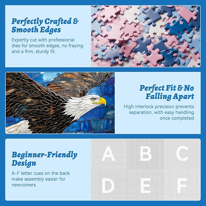500 Piece Puzzle for Adults, Mosaic Eagle, Wildlife and Nature Puzzle 500 Pieces, for Family Kids and Adults, Relaxing and Challenging, 20.5 x 15 in