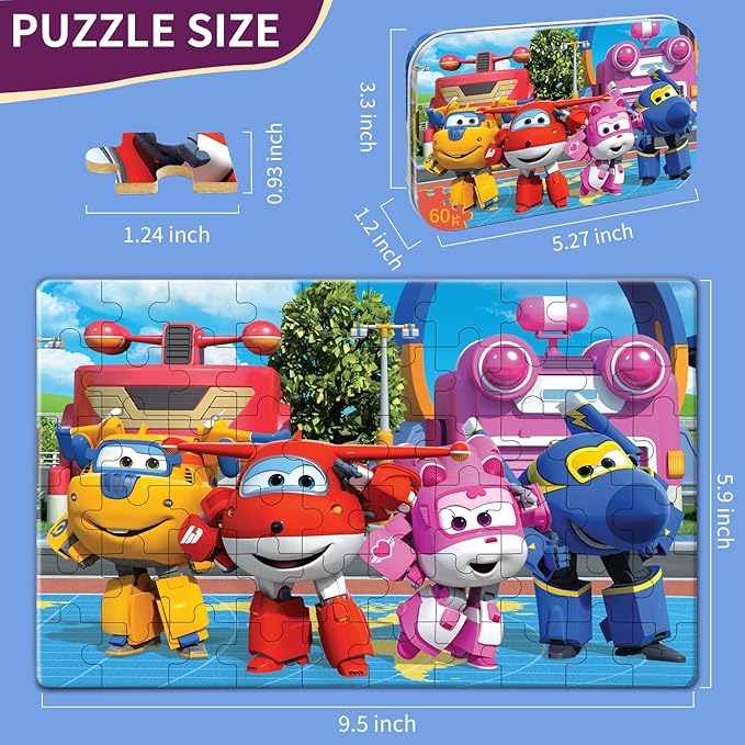 Puzzles for Kids Ages 4-6, 60 Piece Jigsaw Puzzles in Metal Box, Educational Learning Toys for Boys and Girls, Premium Puzzle Games, Kids Puzzles Ages 3-5 Gift