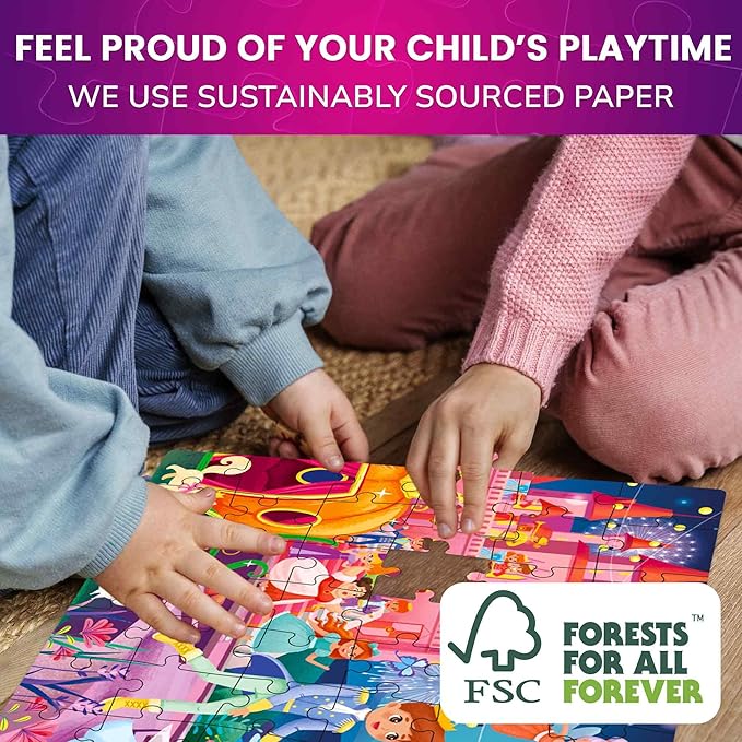 QUOKKA Puzzles for Kids Ages 4-6 – 4-Pack 60-Piece Puzzles for Kids – Fairy Tale Jigsaw Puzzle Set – Toddler Puzzle Ages 4-6 – Educational Learning Toys – FSC Certified – Gift for 5 Year Olds