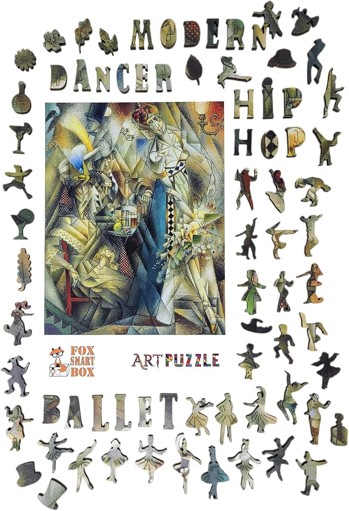 Wooden Puzzle for Adults - Uniquely Shaped Pieces - Made in The USA by FoxSmartBox - 325 Pieces - Dancer in a Cafe