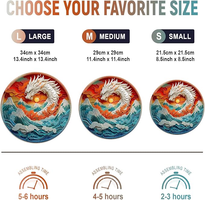 Wooden Jigsaw Puzzles, Colorful Dragon Wooden Puzzles for Adults with Unique Shape, Adult Jigsaw Puzzle, Birthday Gifts for Adults, 8.5"x8.5"-100pcs