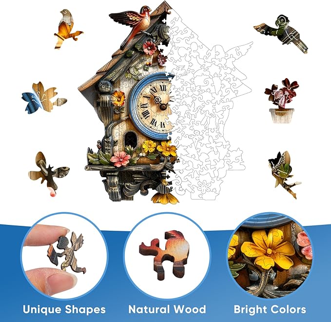Wooden Puzzle for Adults, Bird House Jigsaw Puzzles for Adult, Unique Pieces Wood Cut Puzzles, Exquisiten Box Packaging, Toys for Friends Family (S-9.8 * 11.4in-200pcs)