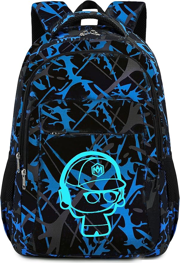 LEDAOU School Backpack for Boys Kids Bookbag Preschool Elementary School Bag Daypack (Graffiti Blue)