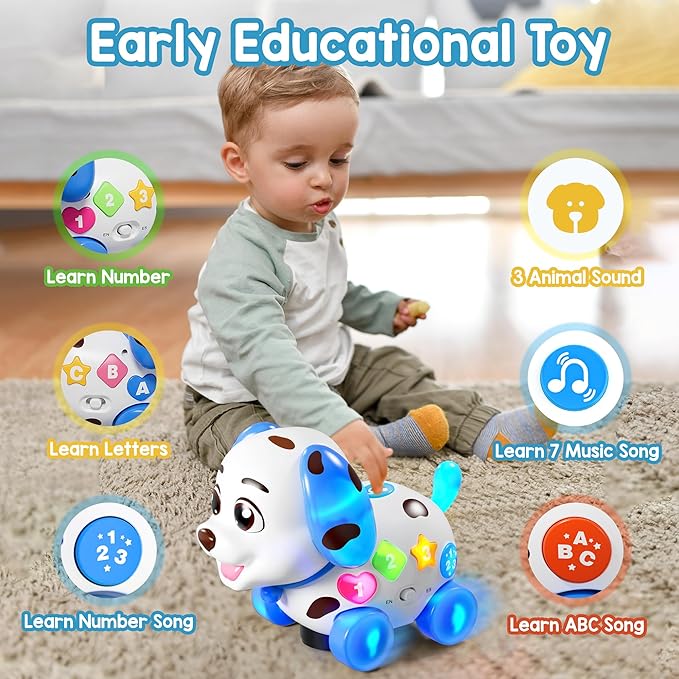 Musical Toy for 1 Year Old Boy Girl, Baby Toys 6-12-18 Months, Puppy Toddler Learning for 1 Year Old Boy Gifts, Bilingual Educational with Music Light, 1st Birthday Gift for Girl, Toddlers