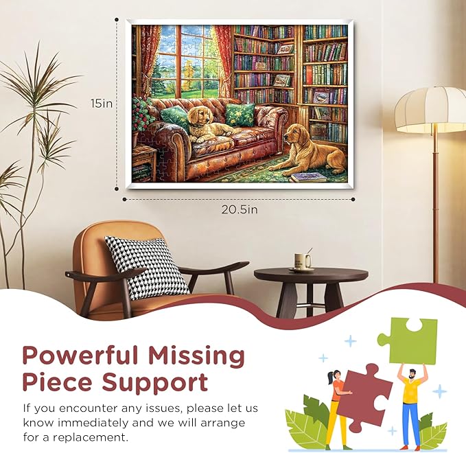 300 Pieces Jigsaw Puzzles for Adults, Golden Retriever Jigsaw Puzzles for Kids Adults Seniors, Adult Puzzles 300 Pieces, Challenging Puzzle Great Gift for Family Friends