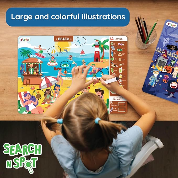 Preschool Learning Activity - Search N Spot Educational Game, Perfect for Kids, Toddlers Who Love Toys, Art and Craft Activities, Gifts for Girls and Boys Ages 4+
