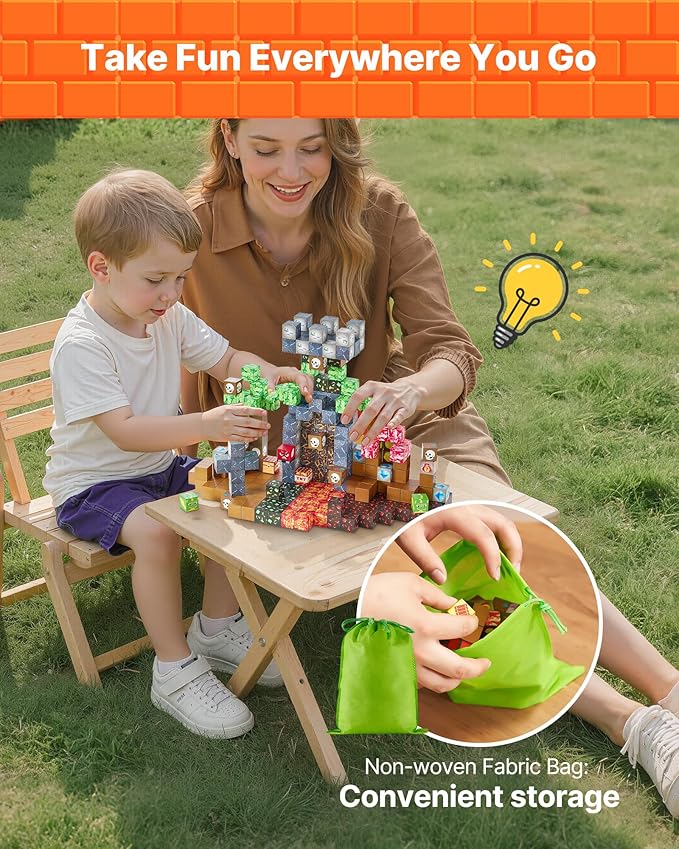 VEVOR Magnetic Blocks, 100 PCS Dark Castle Set, Magnetic Building Cubes for Kids, STEM Montessori Sensory Toys for Christmas Birthday Gift, Construction Stacking Toy for 3+ Years Old Boys & Girls