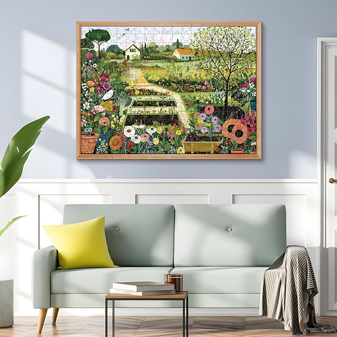 300 Piece Puzzles for Adults, Vibrant Flower Garden and Vegetable Patch Jigsaw Puzzles, Cottage Farm Scene Puzzle with Countryside Charm, Relaxing Gift for or Adults, Kids, Seniors, 20.5"x15"