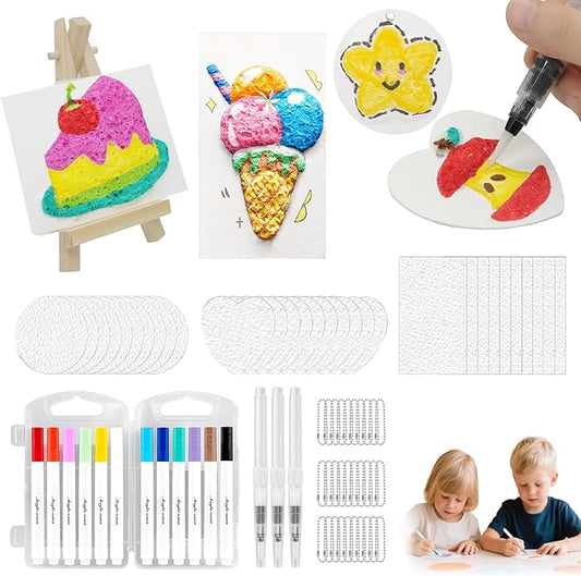 Yivioep Magic Foam Texture Painting Kit, 76 Pcs DIY 3D Puffy Paint Art Set with 30 Sheets Magic Foam Paper, Ideal for Birthday Party Gifts, Family Crafts, Classroom Art Projects