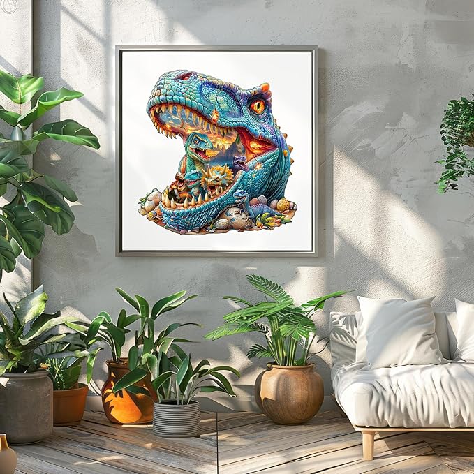 Wooden Jigsaw Puzzles, Fantasy Dinosaurs Wooden Puzzles for Adults with Unique Shape, Adult Jigsaw Puzzle, Birthday Gifts for Adults, 11.4"x11"-165pcs