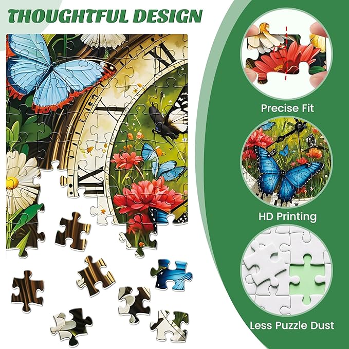 500 Pieces Puzzle for Adults,Fantasy Forest Clock Puzzle,Recycled Cardboard Flowering Time Puzzles 500 Pieces,Challenging Game Home Decor Birthday Party Gift Toy for Adults Kids Seniors 20.5 * 15 in