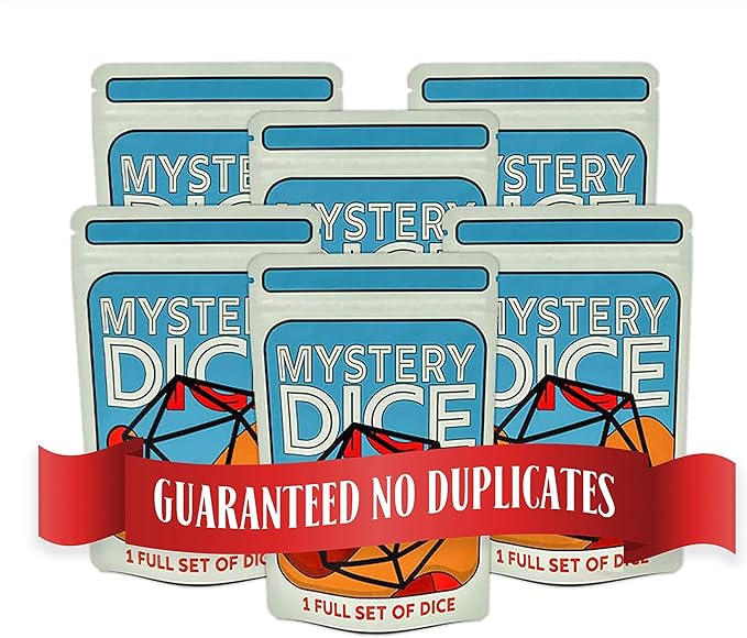 1985 Games Mystery Dice, Set of 7 Polyhedral Dice, Wide Range of Patterns, Gaming Dice, Suitable for Role Playing, Table Games (Pack of 6)