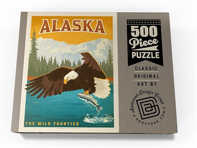 MyPuzzle Alaska: Eagle, Vintage Poster - Premium 500 Piece Jigsaw Puzzle for Adults