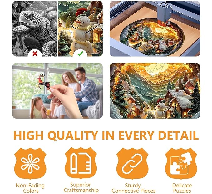 Christmas Wooden Puzzles for Adults, Snow Village Wooden Jigsaw Puzzle, Wood Puzzles Adult, Presents for Family and Friends, Wall Art Home Decor (L-13.4 * 13.4in- 280 Pieces)