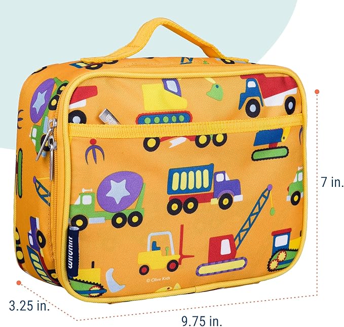 Wildkin Kids Insulated Lunch Box – Durable and Reusable for School & Travel - Under Construction