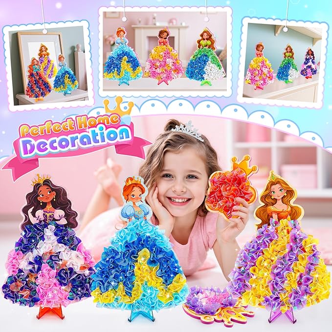 MDINGTD Poke Art Princess Craft Kits - DIY Magical Princesses, Mess-Free Creative Activity Arts and Crafts for Kids Ages 3-12, Birthday Christmas Gifts & Party Favors for Girls & Boys
