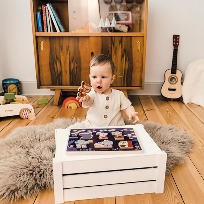 The Bababoo and friends Band Play Figure Puzzle | 12+ Months | Size 11" x 9" x .5" | Problem Solving | 7 Piece Set | Playtales Stories Included | Wood Toys Collection |