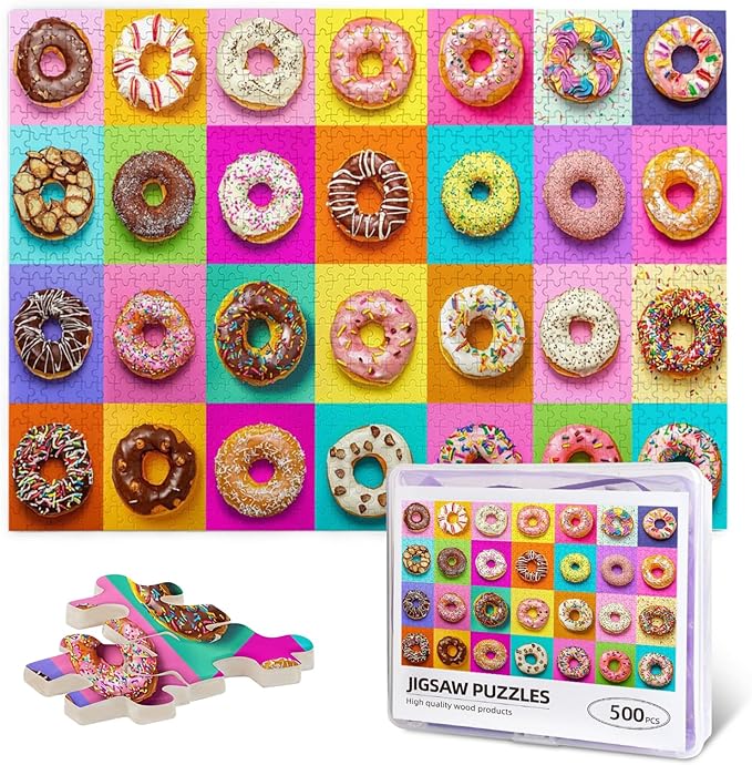 Jigsaw Puzzles 500 Pieces for Adults, Families Colorful Donuts Puzzles Pieces Donuts Family Puzzle Doughnuts Jigsaw Puzzle Donuts Jigsaw Puzzle Donut Puzzle